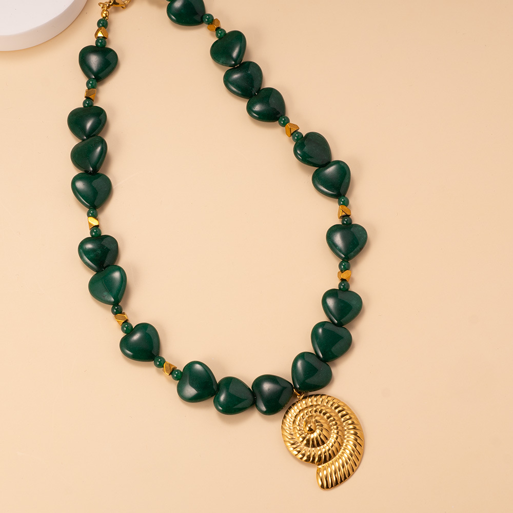 1 Piece Classic Series Shell Natural Stones Gold Color Women's Pendant Necklaces Picture3