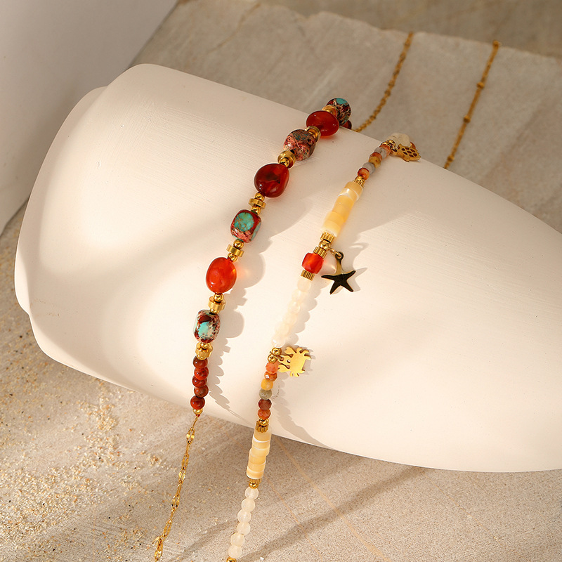 1 Piece Natural Stone Beaded Necklace Picture5