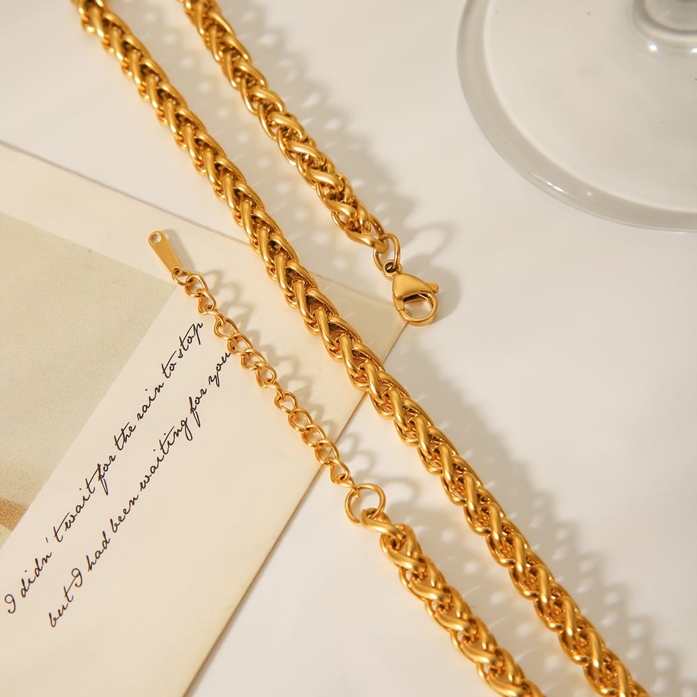 1 pieza de cadena diaria de acero inoxidable color dorado collares de cadena para mujer Imagen7