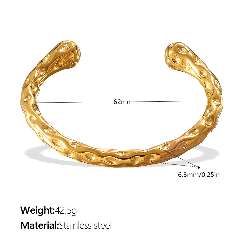 1 Piece Plaid Stainless Steel Gold Color Cuff Bangle