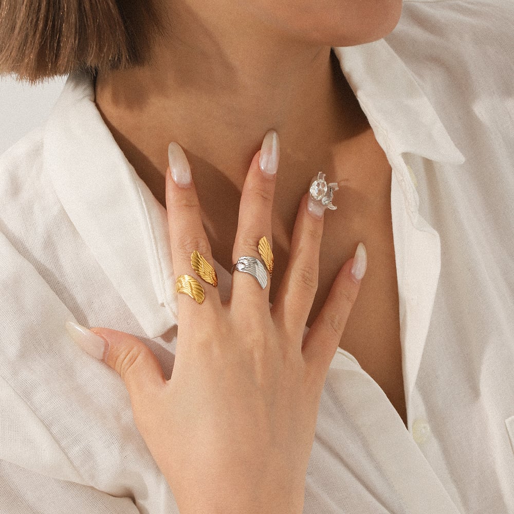 1 Piece Mixed Gold Color & Silver Colors Stainless Steel Gold Color Statement Rings Picture6