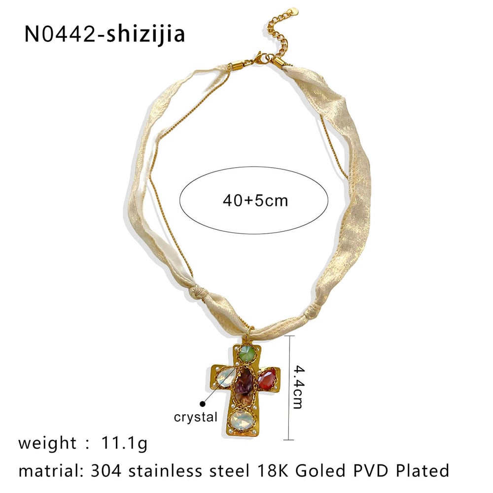 1 Piece Cross Fish Stainless Steel Gold Color Pendant Necklace h5Picture2