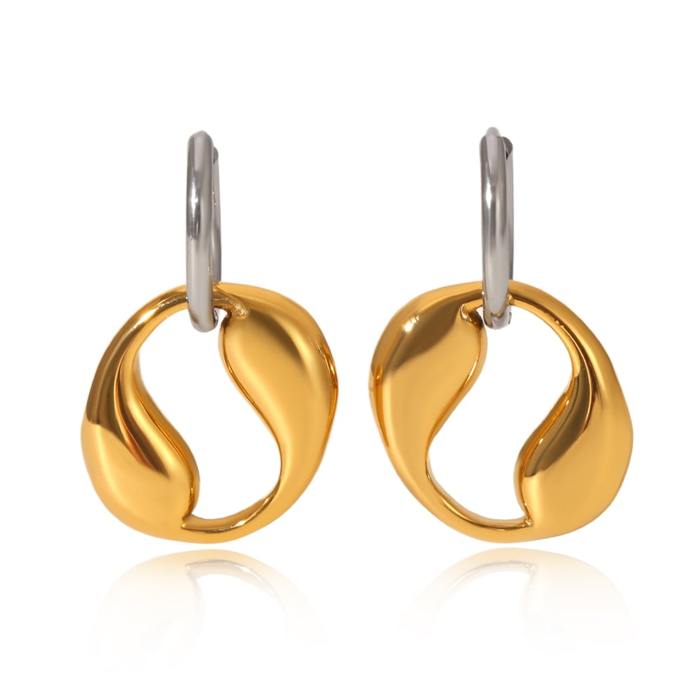 1 Pair Simple Daily Irregular Shape Stainless Steel  Gold Color Women's Hoop Earrings