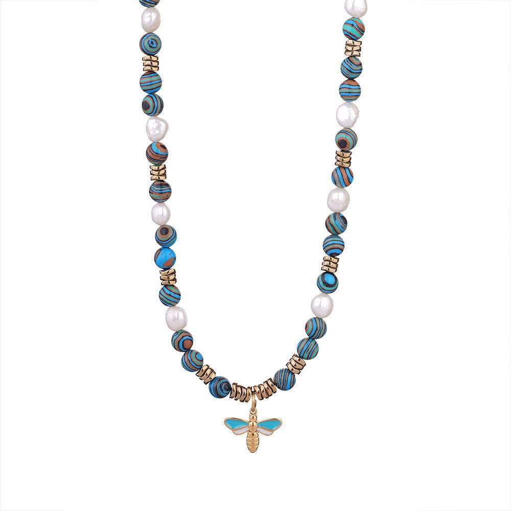 1 Piece Classic Series Bee Stones Gold Color Women's Beaded Necklaces