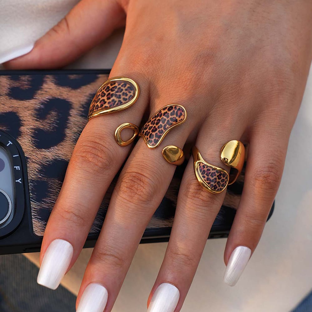 1 Piece Simple  Casual Leopard Print Stainless Steel  Statement Rings h5Picture4