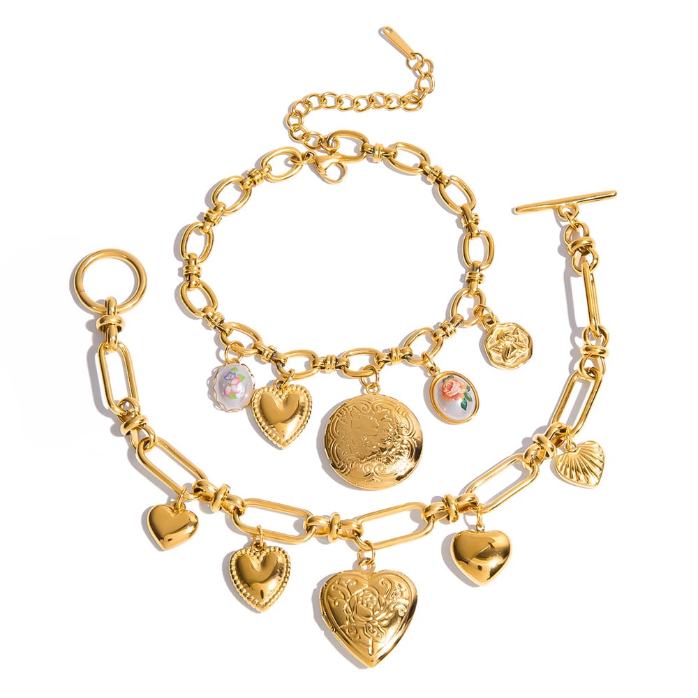 1 Piece Delicte Heart Stainless Steel Gold Color Women's Charm Bracelets Picture9