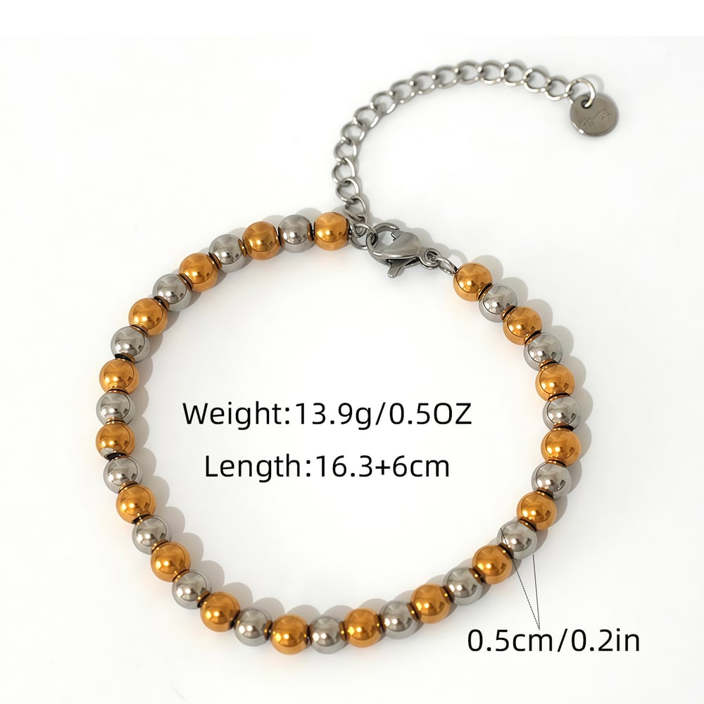 1 Piece Casual Mixed Gold Color And Silver Colors Stainless Steel   Beaded Bracelets h5Picture2