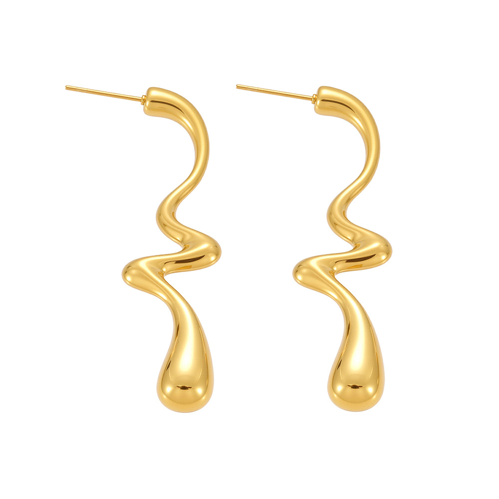 1 Pair Daily Irregular Shape Stainless Steel Gold Color Women's Drop Earrings 