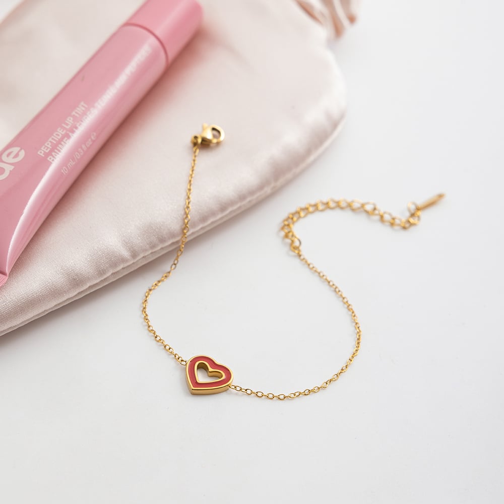 1 Piece Sweet Heart Stainless Steel Gold Color Women's Charm Bracelets h5Picture6