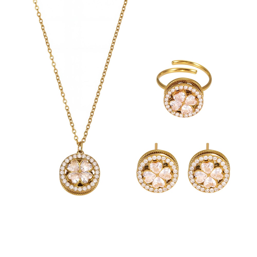 1 Piece Elegant Flower Stainless Steel Gold Color Women's Necklaces Sets Picture8