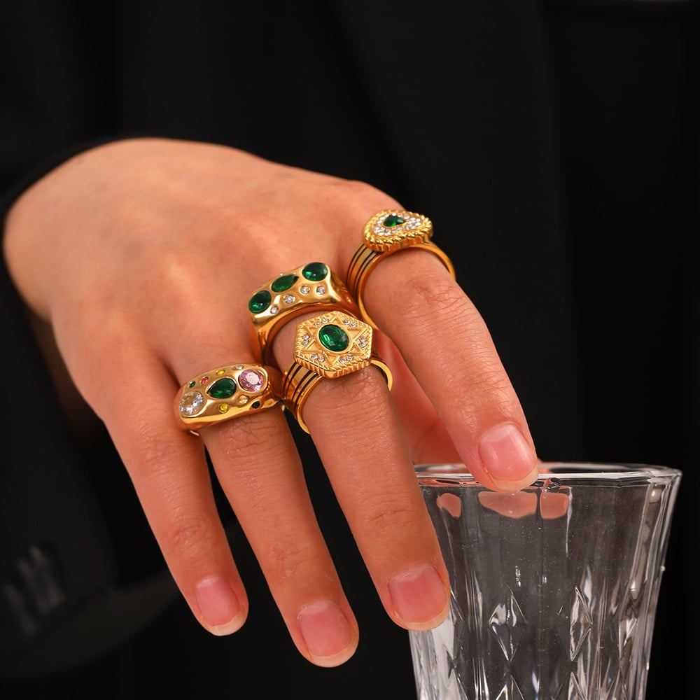 1 Pair Simple Series Daily Heart Stainless Steel  Statement Rings h5Picture4