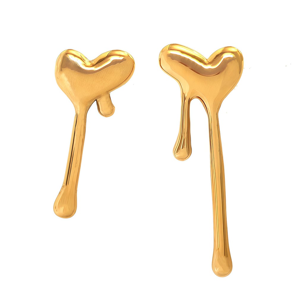 1 Pair Simple  Simple Heart Stainless Steel  Gold Color  Women's Stud Earrings 