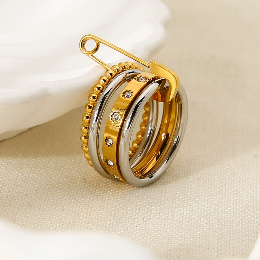 1 Pair Luxurious Series Punk Geometric Stainless Steel  Women's Ring h5Picture4