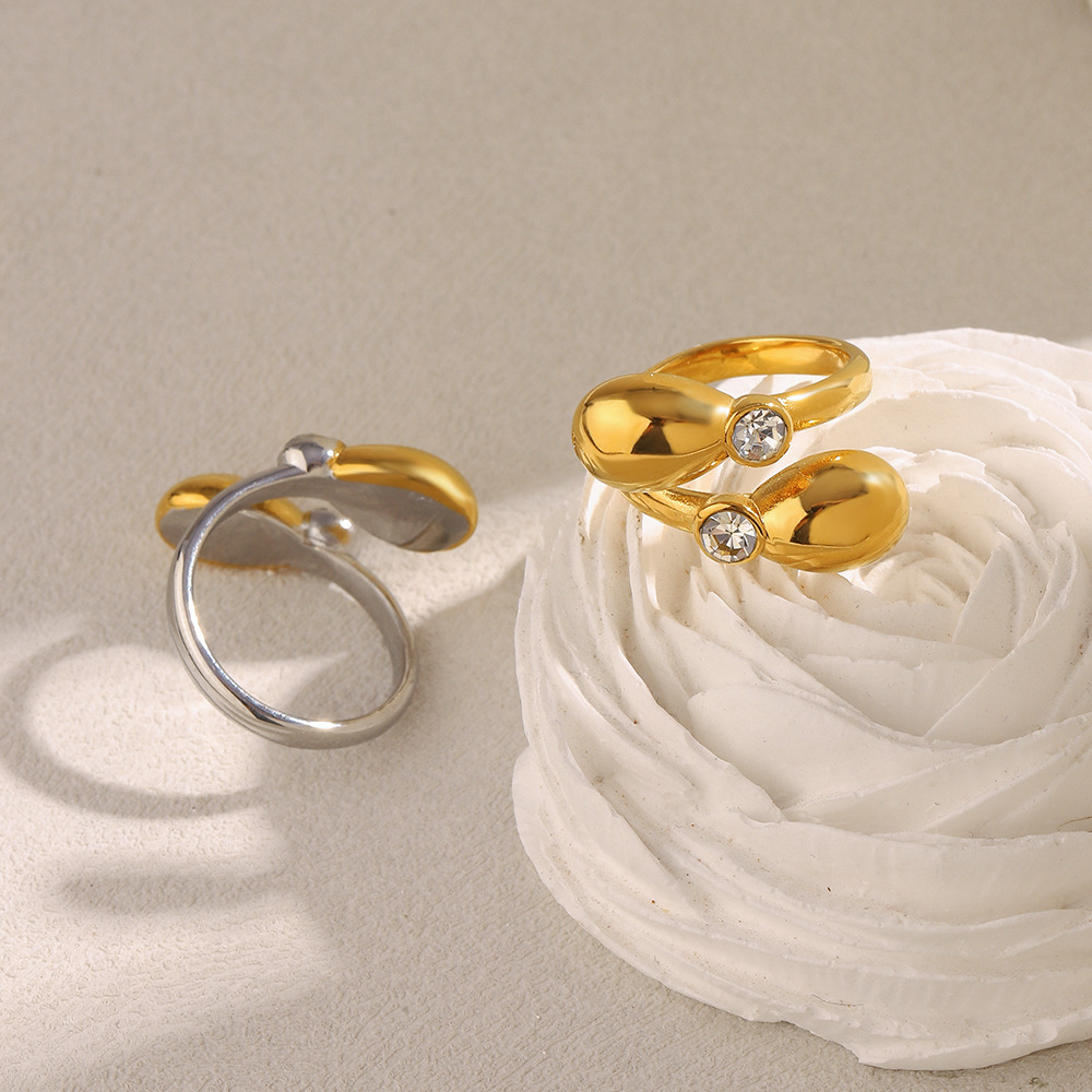 1 Piece Simple Series Casual Droplet Stainless Steel Gold Color Minimalist Rings Picture6