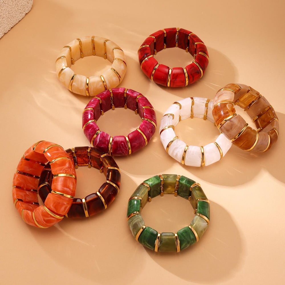 1 Piece Classic Series Bohemian Circle Resin Women's Bangles Picture3