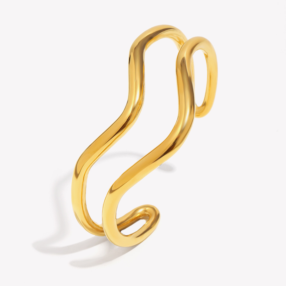 1 Piece Simple Series Daily Lines Stainless Steel Women's Bangles h5Picture4