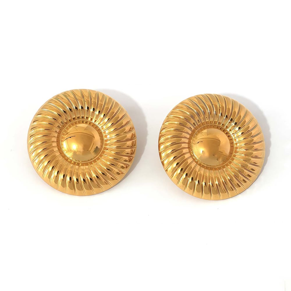 1 Pair Simple Circle Stainless Steel Gold Color Women's Stud Earrings 