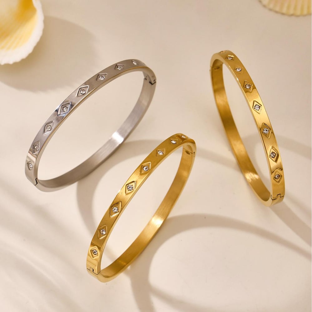 1 Piece Classic Irregular Shape Stainless Steel Gold Color Women's Bangles h5Picture9