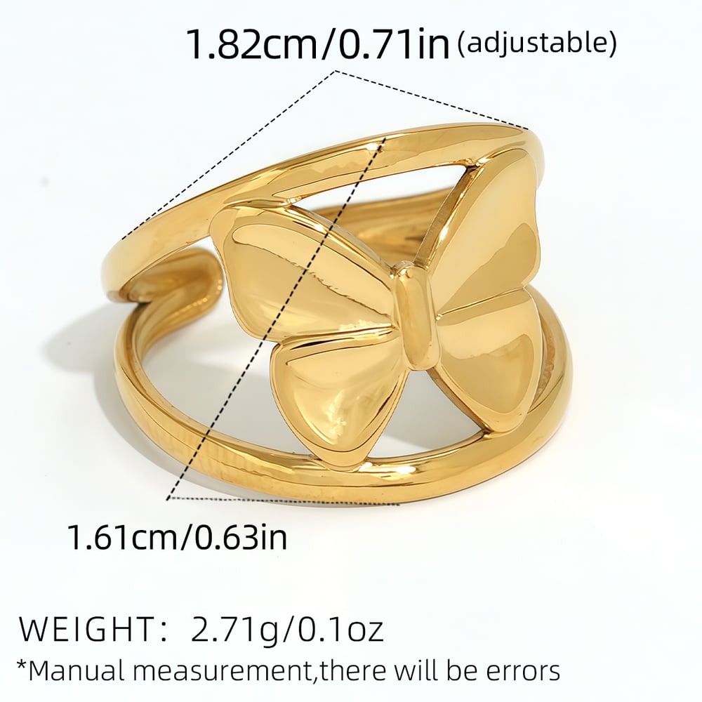 1 Piece Simple Series Casual Butterfly Stainless Steel   Gold Color  Minimalist Rings h5Picture2