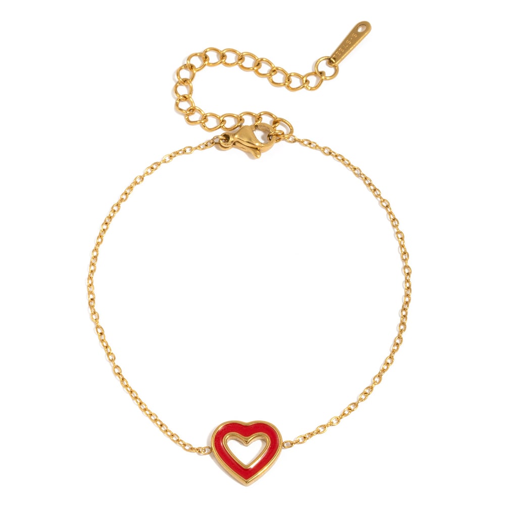 1 Piece Sweet Heart Stainless Steel Gold Color Women's Charm Bracelets