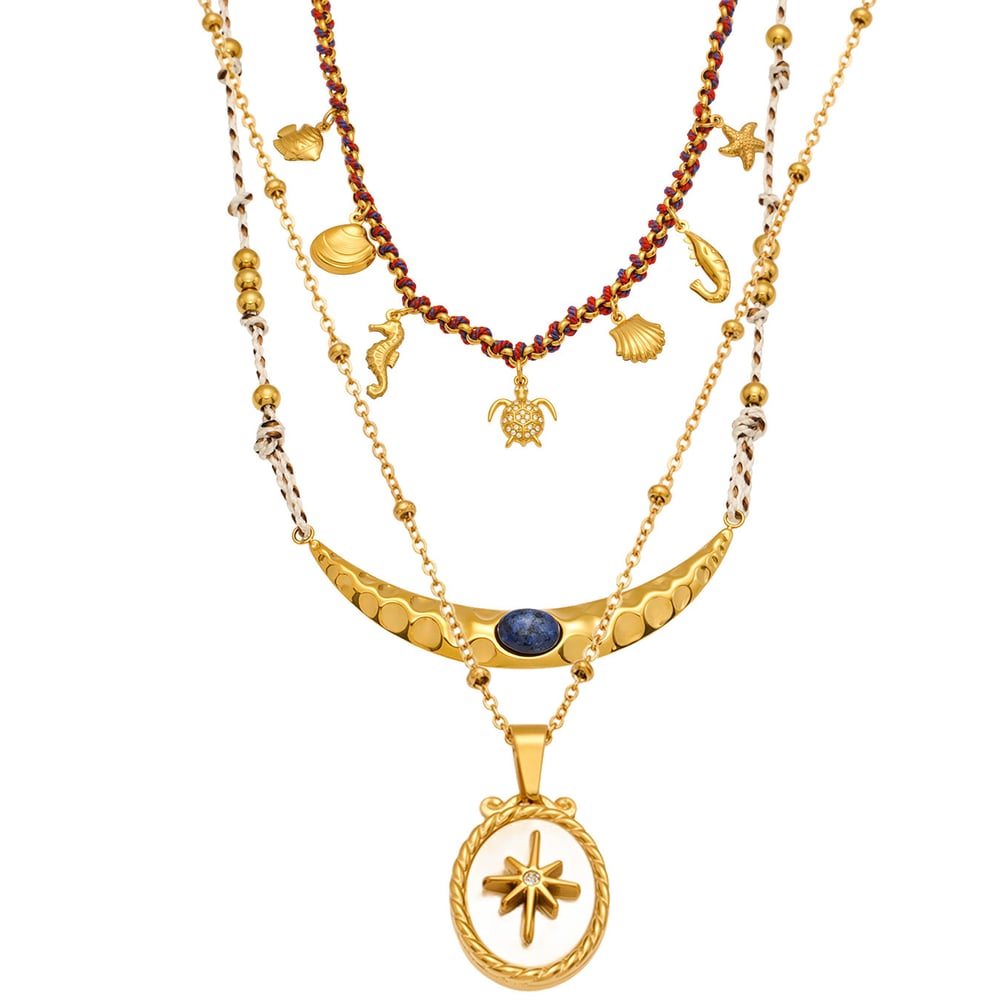 1 Piece Chic Stainless Steel Gold Color Natural Stone Women's Pendant Necklaces Picture9