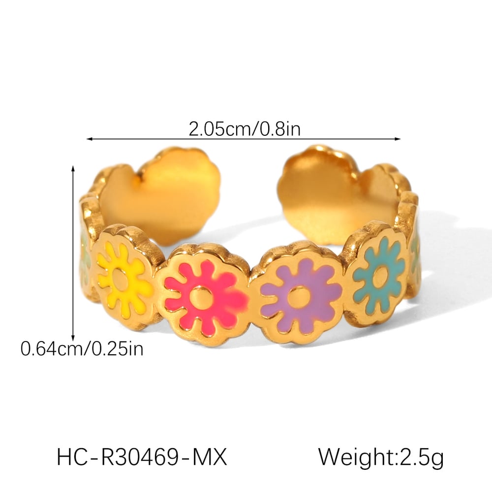 1 Piece Daily Daisy Stainless Steel Gold Color Statement Rings Picture2