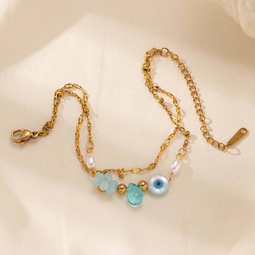 1 Piece Romantic Series Sweet Flower Stainless Steel  Gold Color Charm Bracelet h5Picture3