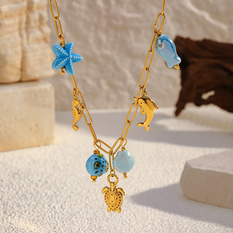 1 Piece Shell Stainless Steel Gold Color Pendant Necklace h5Picture4