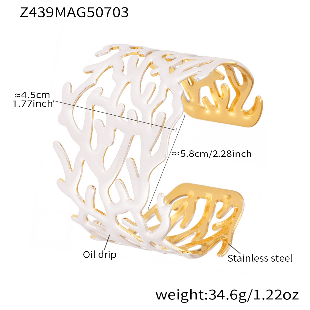 1 Piece Classic Coral Stainless Steel Gold Color Women's Bangles