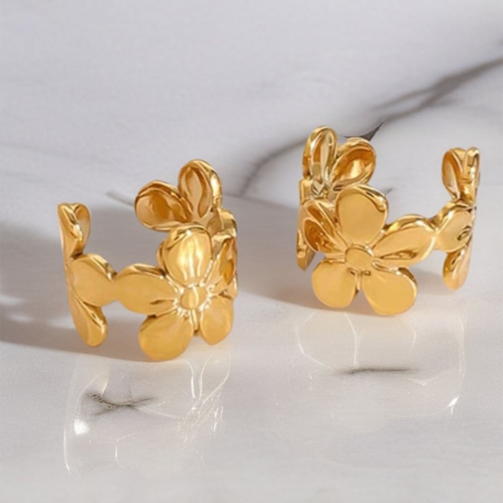 1 Piece  Simple Flower Stainless Steel  Gold Color  Women's Ear Cuffs Picture7