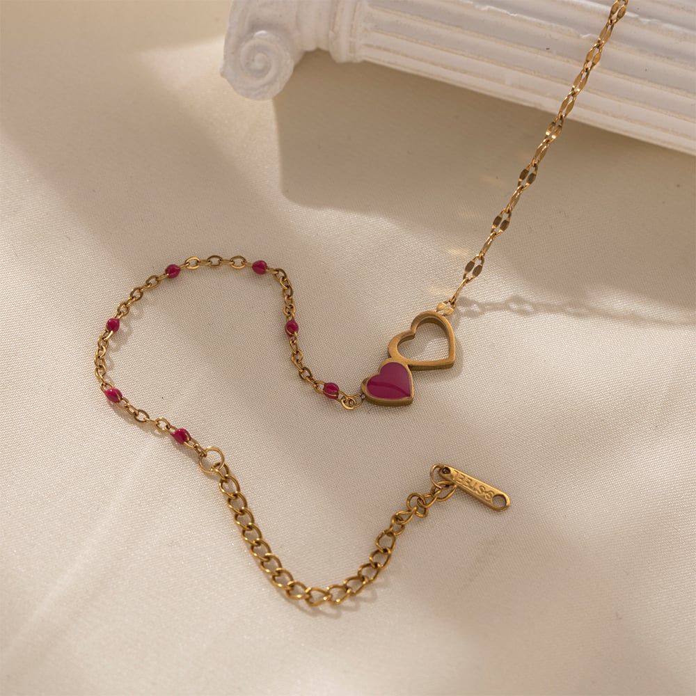 Bracelet à breloques en acier inoxydable couleur or, série romantique, 1 pièce Image4