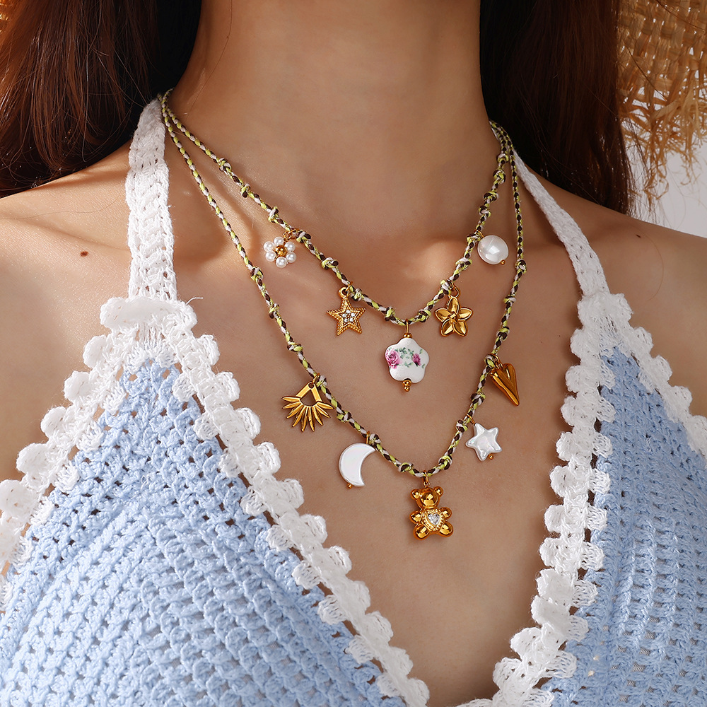 Stainless Steel Gold Color DIY Pendant Necklace Set h5Picture5
