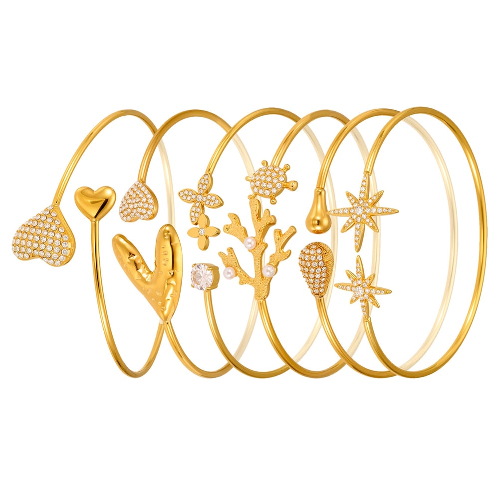 1 Piece Vacation Coral Stainless Steel Gold Color Women's Bangles Picture8
