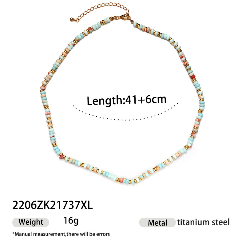 1 Piece Retro Heart Natural Stones Beaded Necklace 