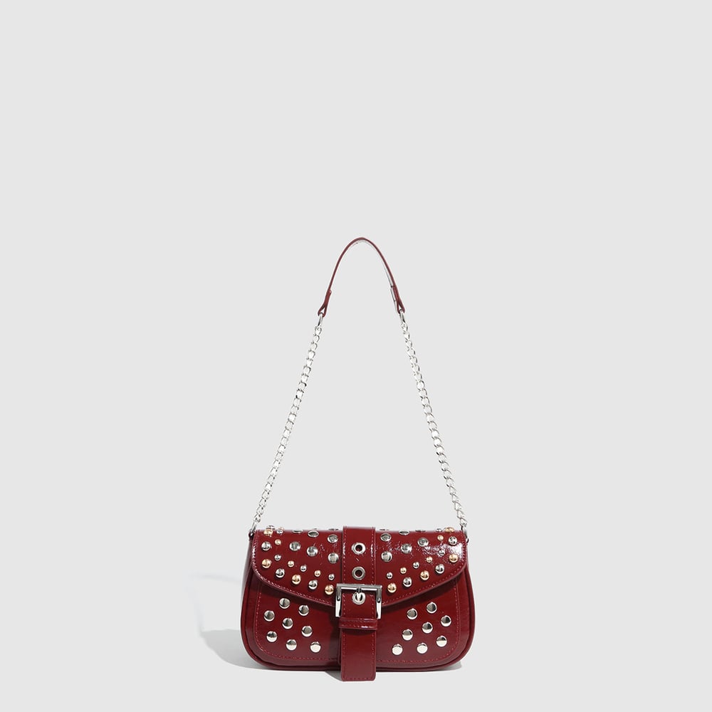 1 Piece Simple Series Hip-Pop/Rock Solid Color Rivet PU Women's Shoulder Bags Picture6