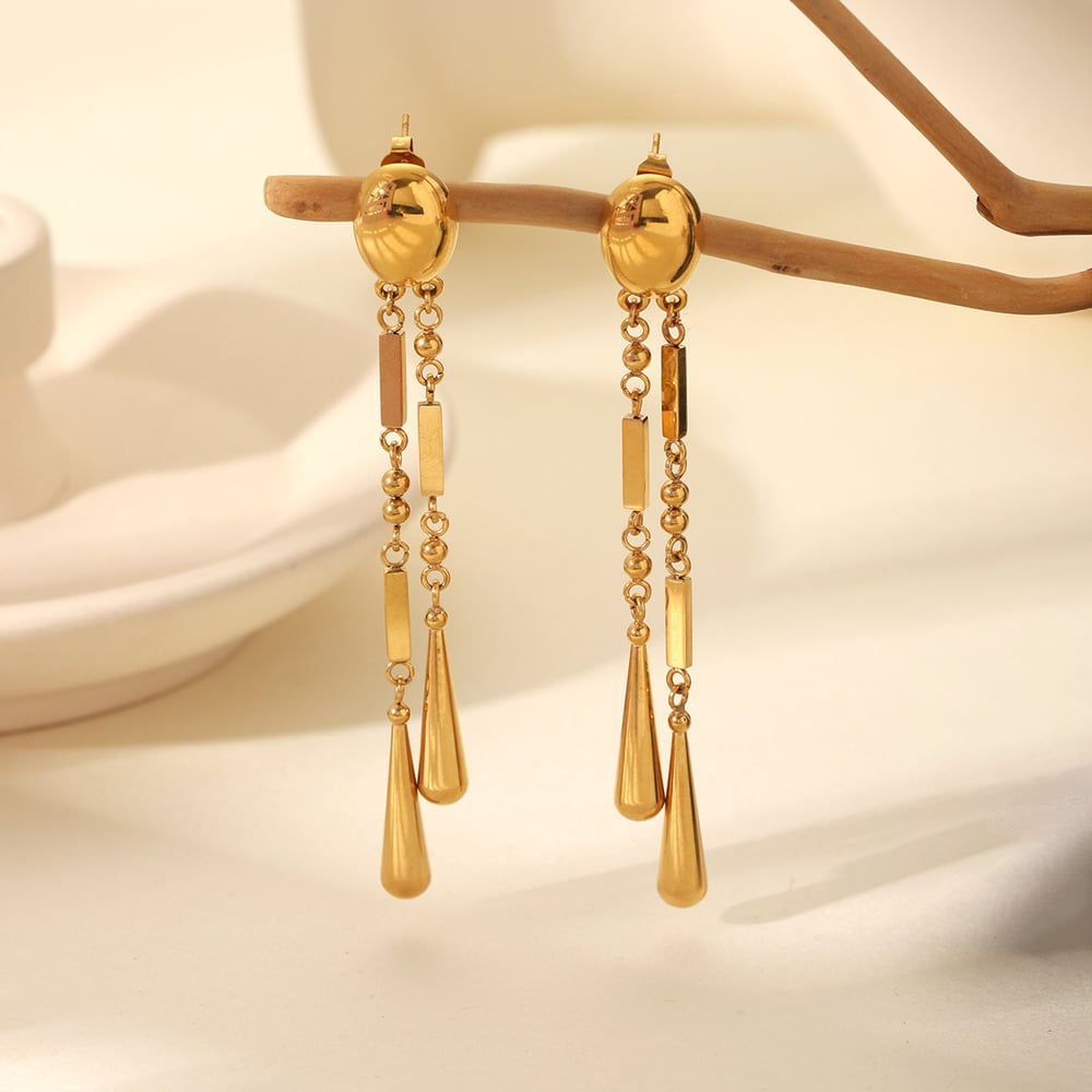 1 Pair Simple Tassel Stainless Steel  Women's Dangle Earrings h5Picture4