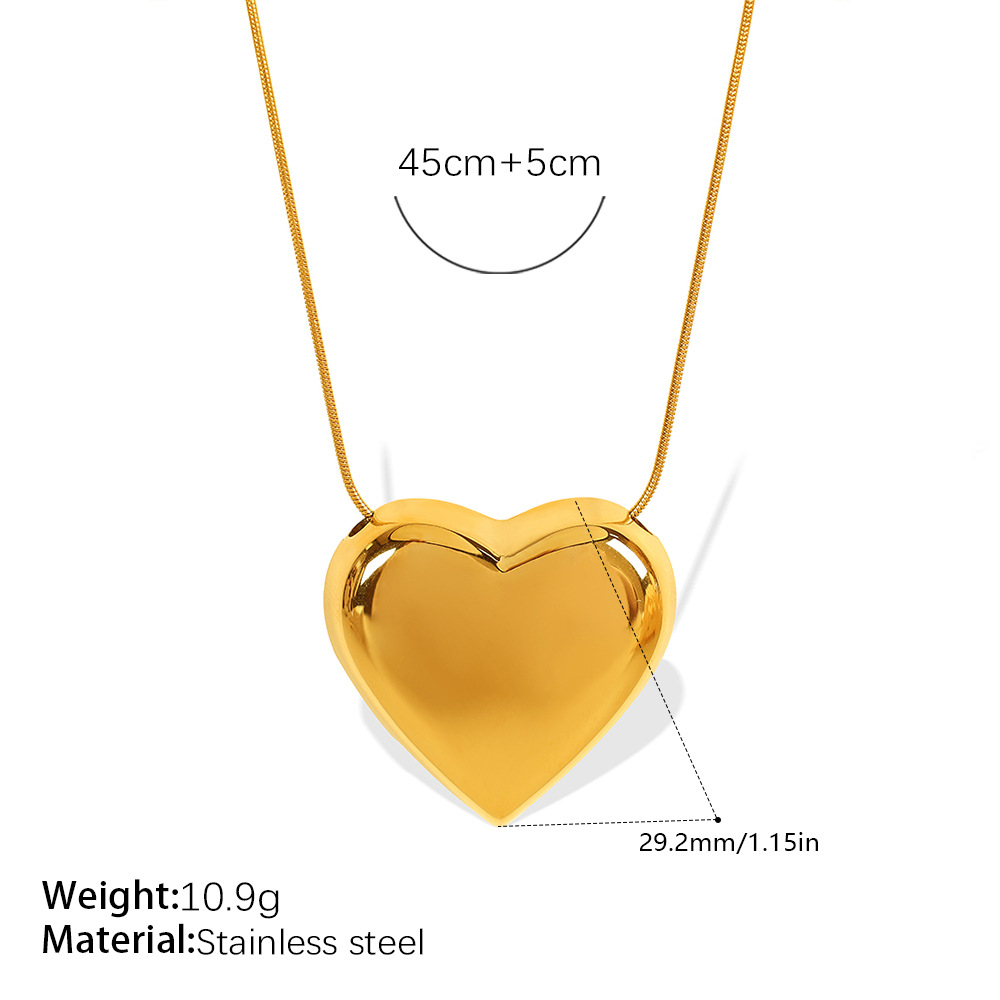 1 Parça Kalp Paslanmaz Çelik Altın Renkli Kolye Resim2