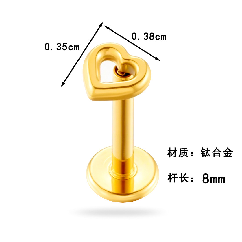 1 Piece Heart Titanium Alloy Gold Color Piercing Earring h5Picture2