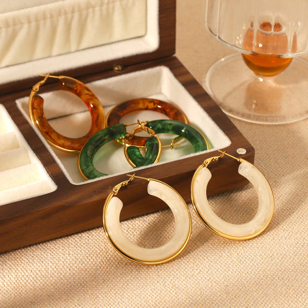 1 Pair Simple  Daily Geometric Stainless Steel  Women's Hoop Earrings Picture4