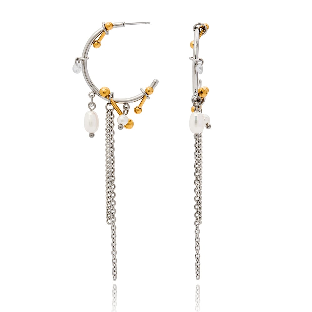 1 paire de boucles d'oreilles pendantes luxueuses à pampilles en acier inoxydable couleur or et argent pour femme