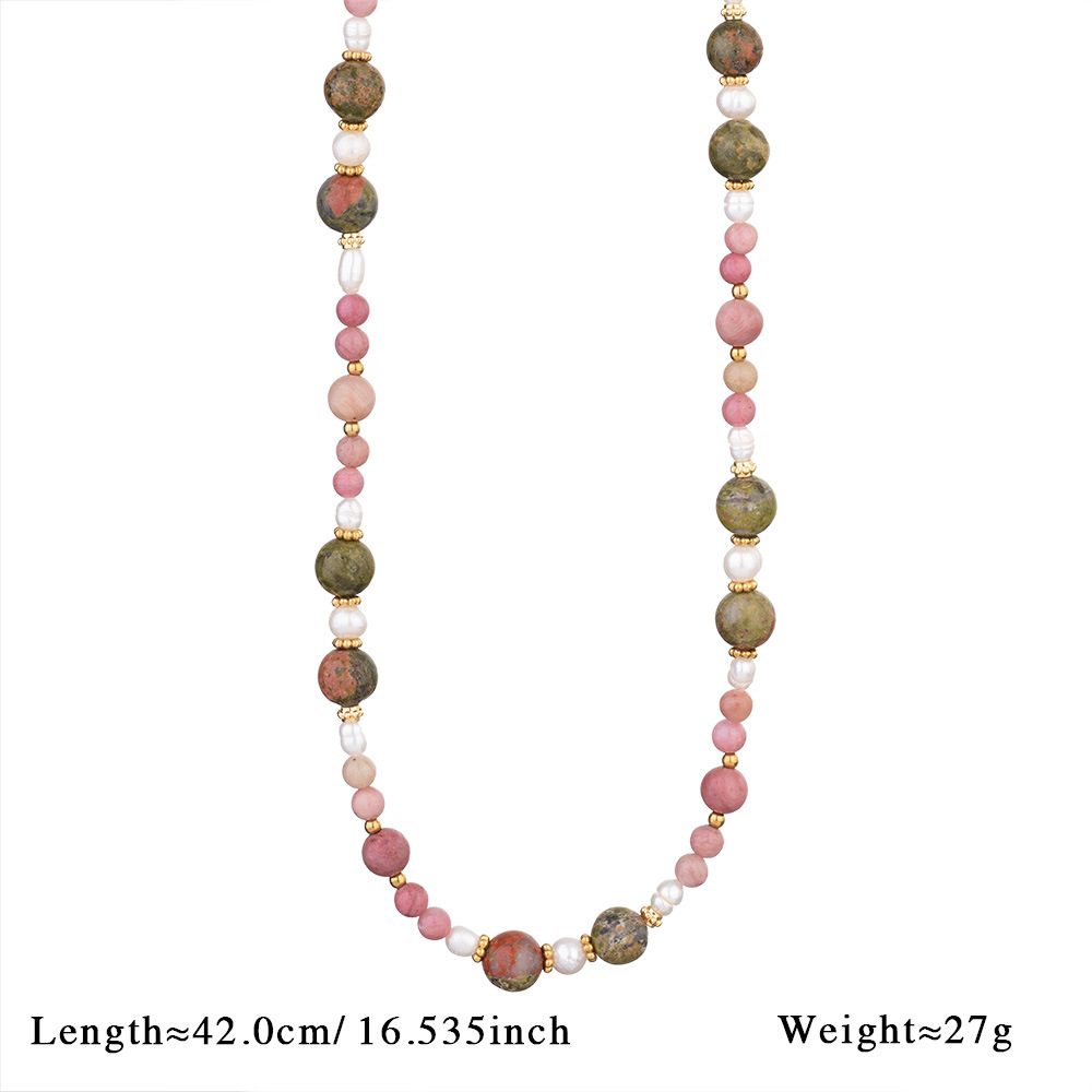 1 Piece Romantic Series Flower Natural Stones Women's Beaded Necklaces Picture2