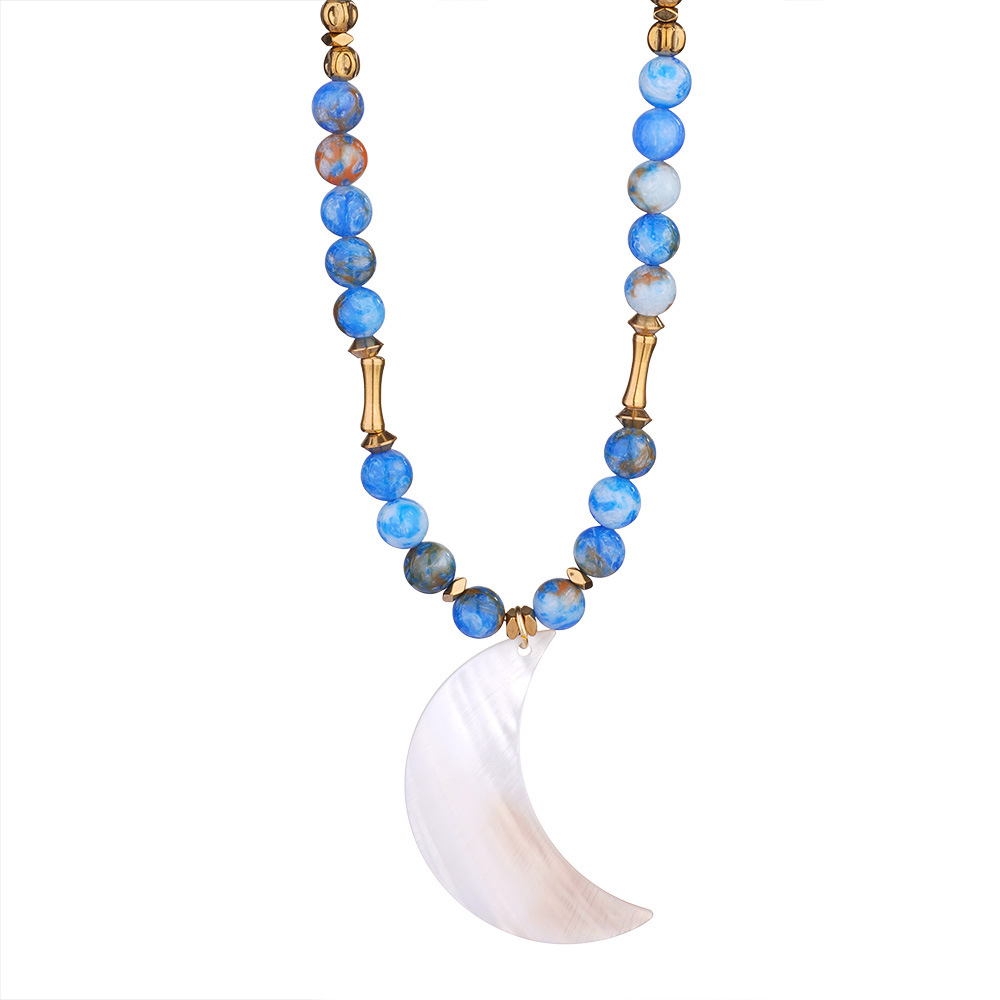 1 Piece Romantic Series Moon Natural Stones Women's Beaded Necklaces