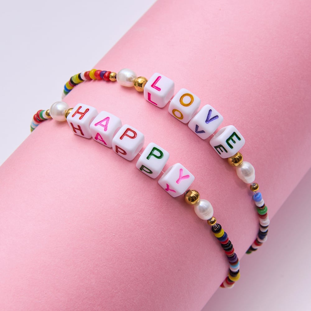 1 Piece Letter Colorful Beads Resin Women's Beaded Bracelets Picture8