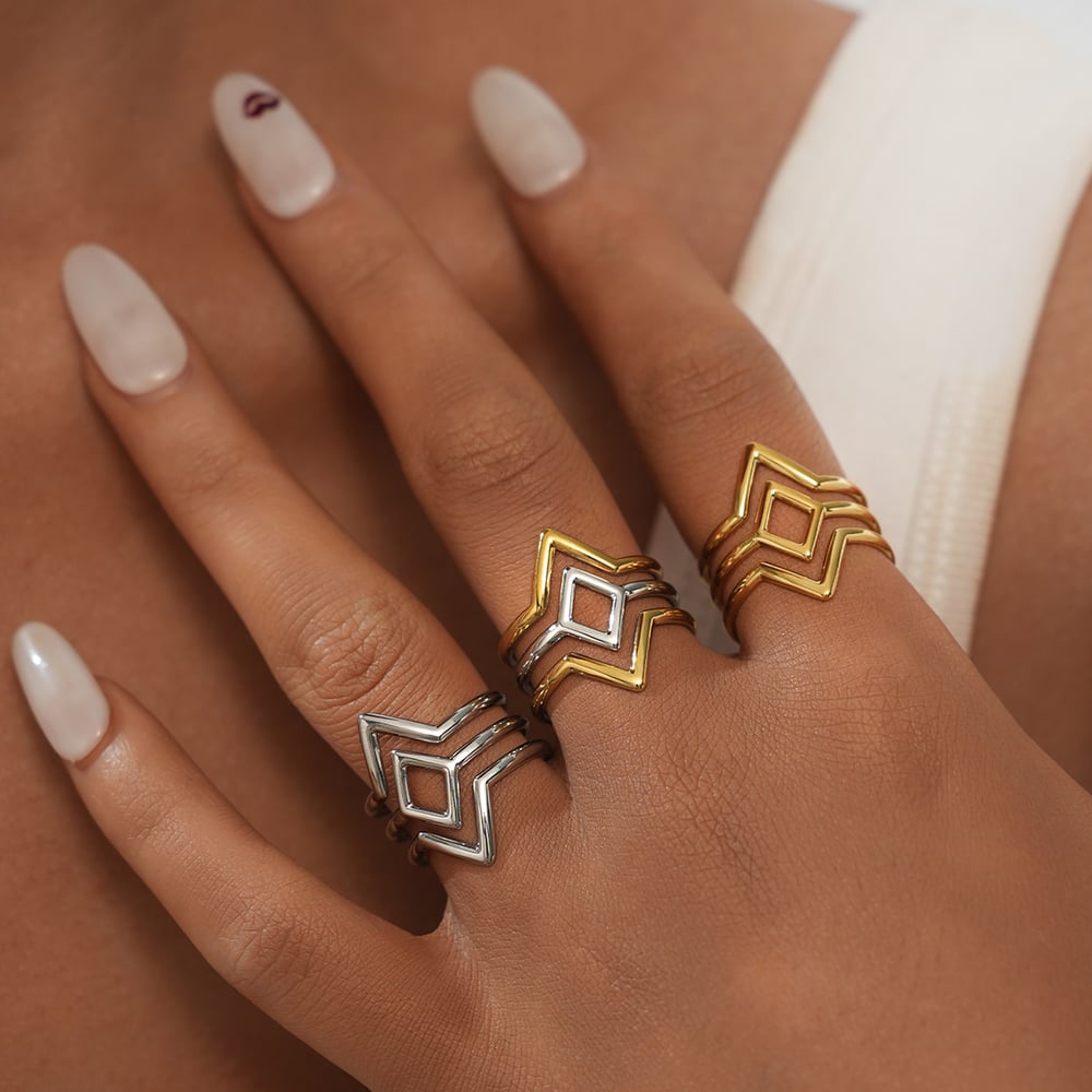 1 Piece Simple Series Simple Woven Stainless Steel   Gold Color  Minimalist Rings h5Picture7