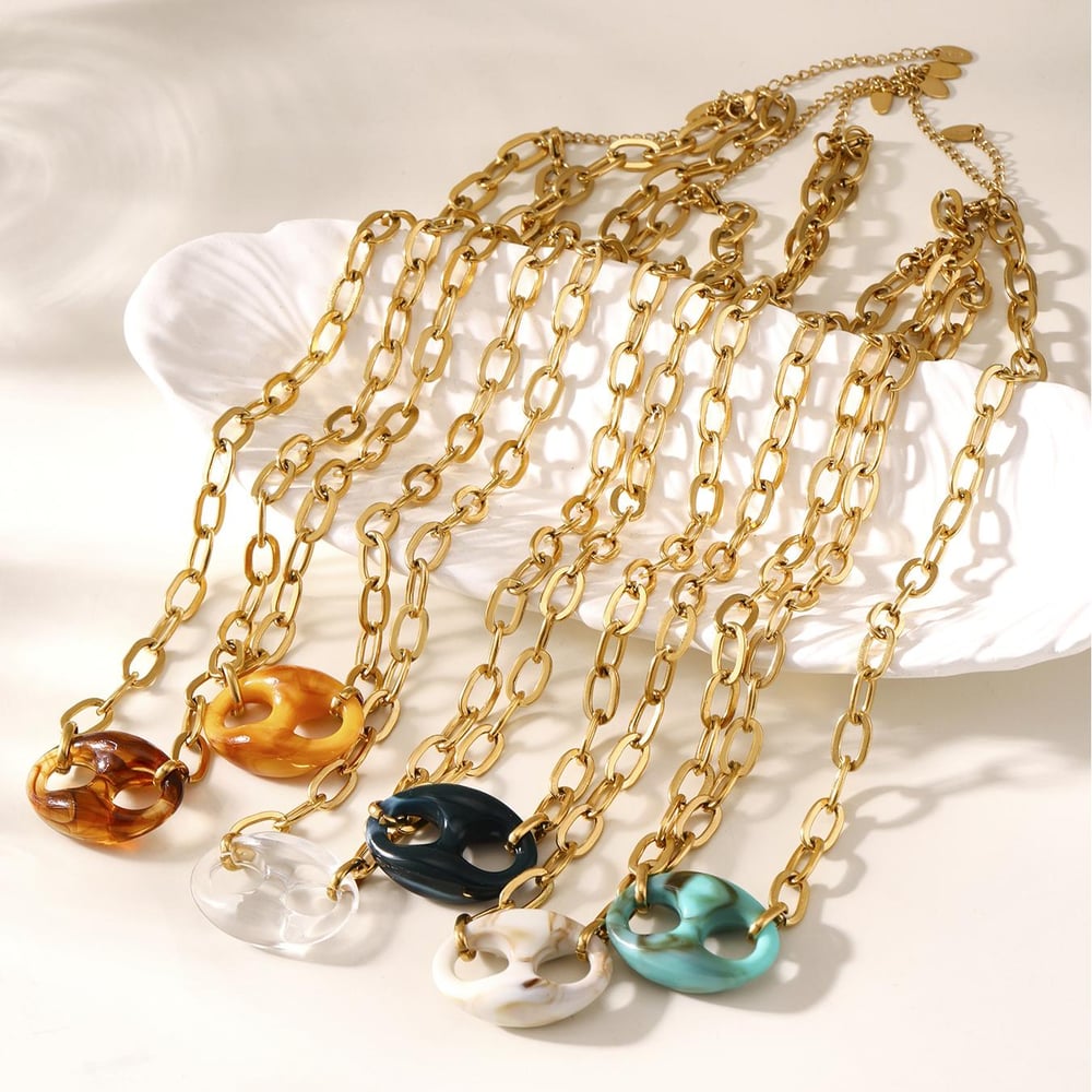 1 Piece Chic Irregular Shape Stainless Steel Gold Color Women's Pendant Necklaces h5Picture8