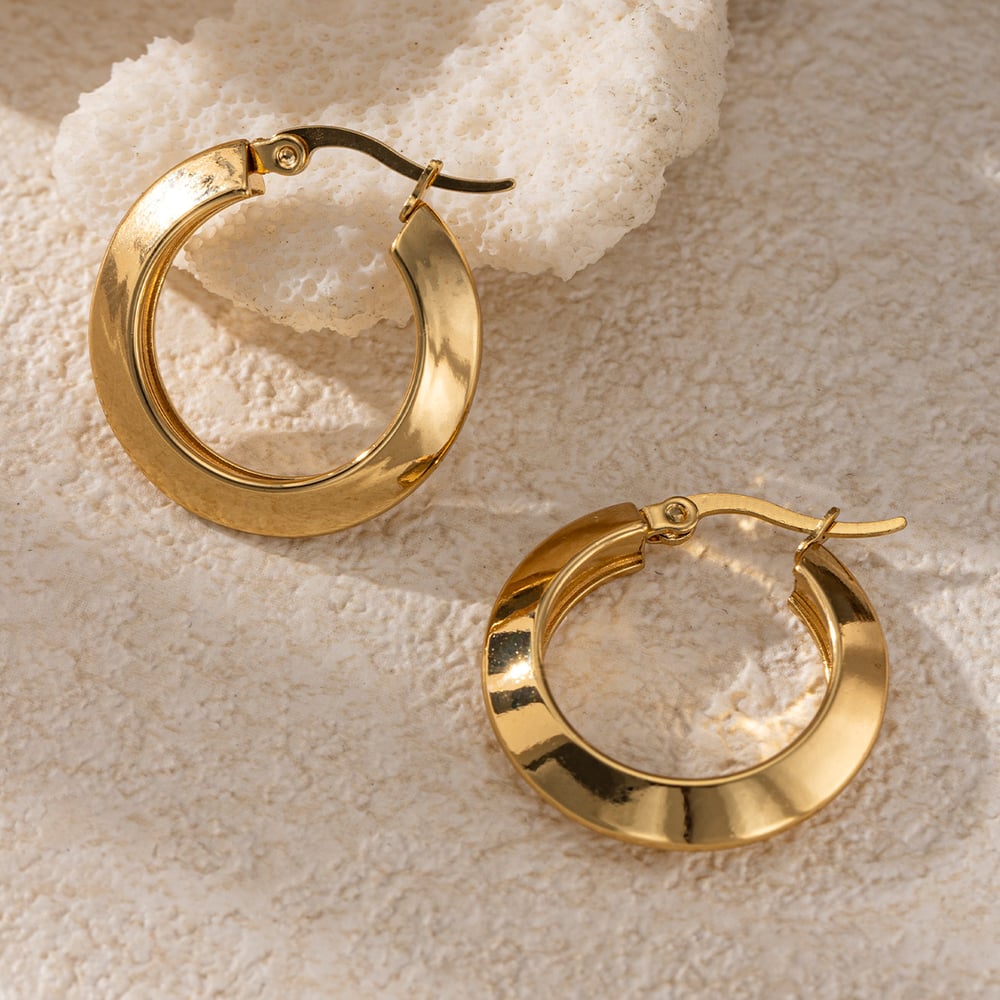 1 Pair Stainless Steel Gold Color Hoop Earrings Picture4