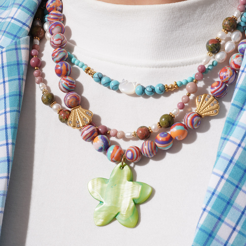 1 Piece Romantic Series Flower Natural Stones Women's Beaded Necklaces Picture4