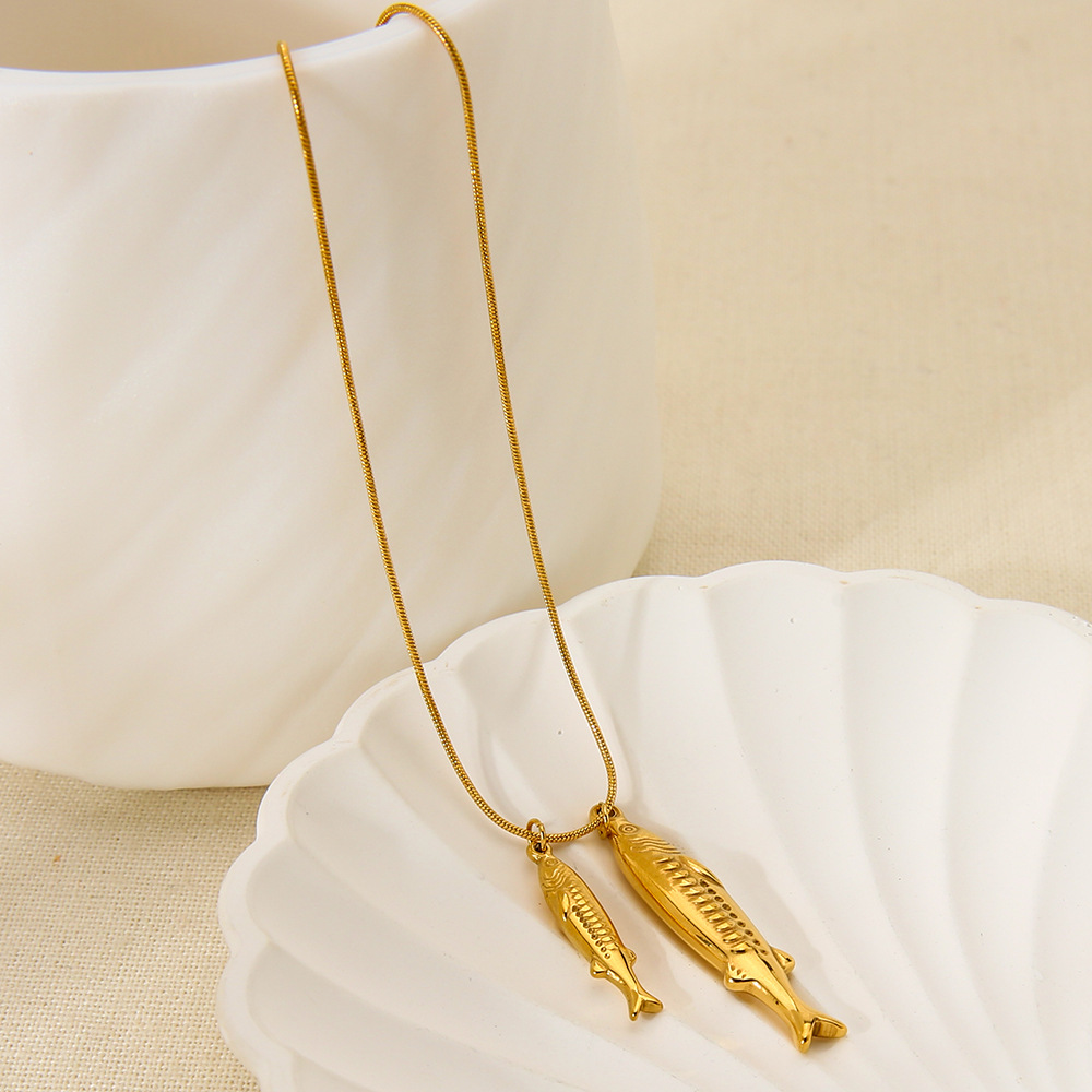 1 Stück Urlaub Schildkröte Fisch Edelstahl Gold Farbe Anhänger Halsketten h5Bild4