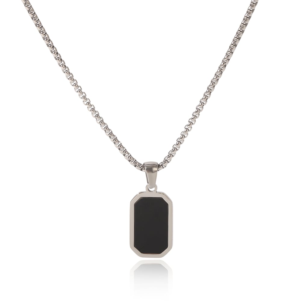 1 Piece Simple Series Daily Rectangle Stainless Steel  Natural Stone Women's Pendant Necklaces