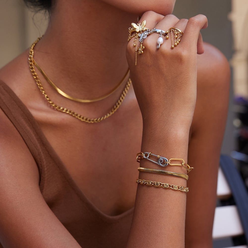 1 Piece Modern Tassel Stainless Steel Gold Color Statement Rings h5Picture3